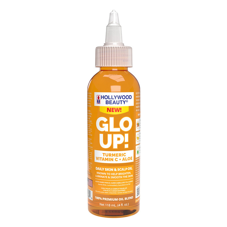 Hollywood Beauty Glo Up Turmeric Vitamin C and Aloe Daily Skin and Scalp Oil 4Oz (118ml)