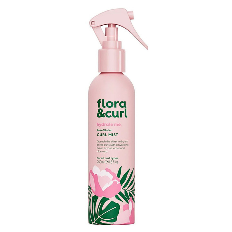 Flora and Curl Rosewater Curl Mist Refreshes and Hydrates Hair 8.5Oz (250ml)