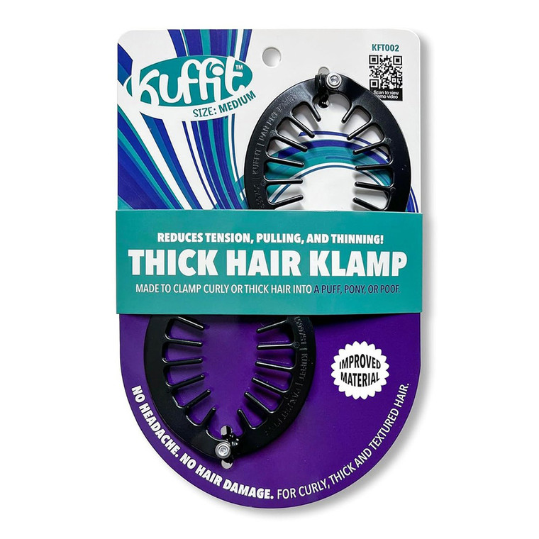 Kuffi Thick Hair Klamp Medium Size for Curly Thick and Textured Hair 2Ea