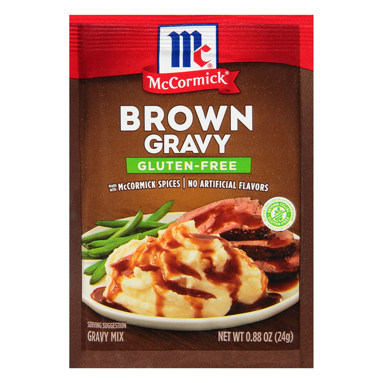 McCormick Gluten Free Brown Gravy Mix for Roast Beef Mashed Potatoes and More 0.88Oz (24g)