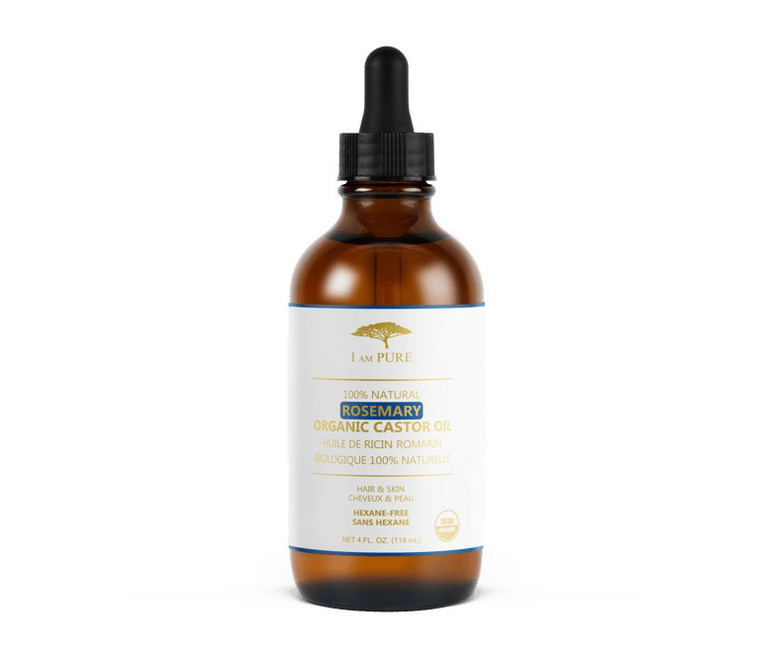 I Am Pure Natural Rosemary Organic Castor Oil Nourishing Hair Scalp and Skin 4Oz (118ml)