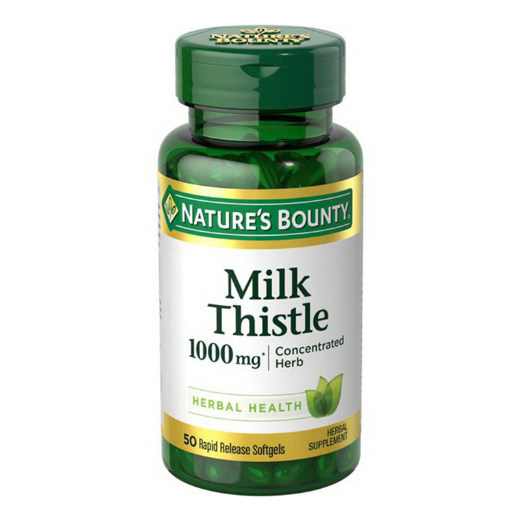 Nature's Bounty Milk Thistle 1000 mg Herbal Supplement Softgels, 50 ct