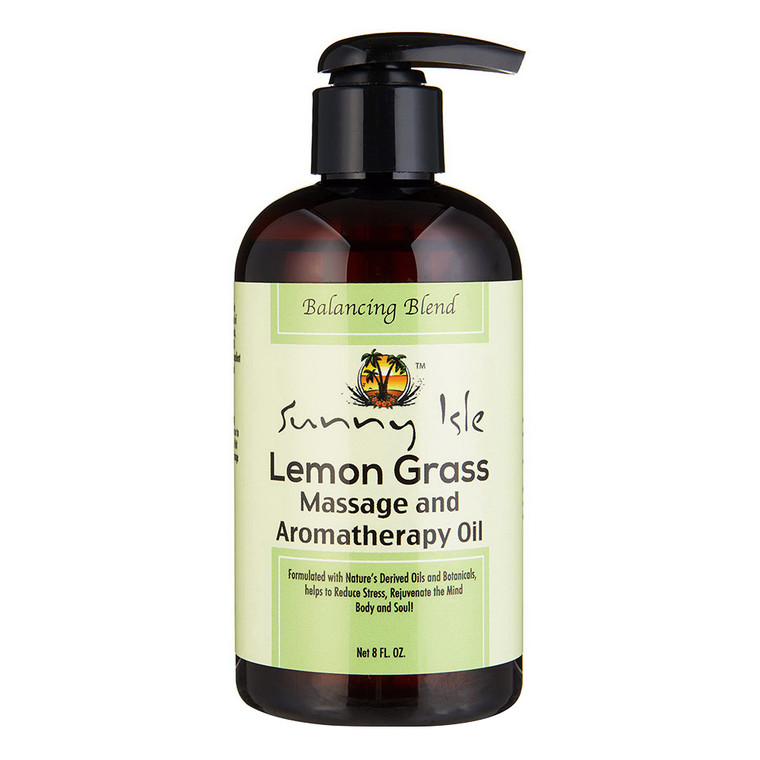 Sunny Isle Lemon Grass Massage and Aromatherapy Oil with Jamaican Black Castor Oil 8Oz (236ml)