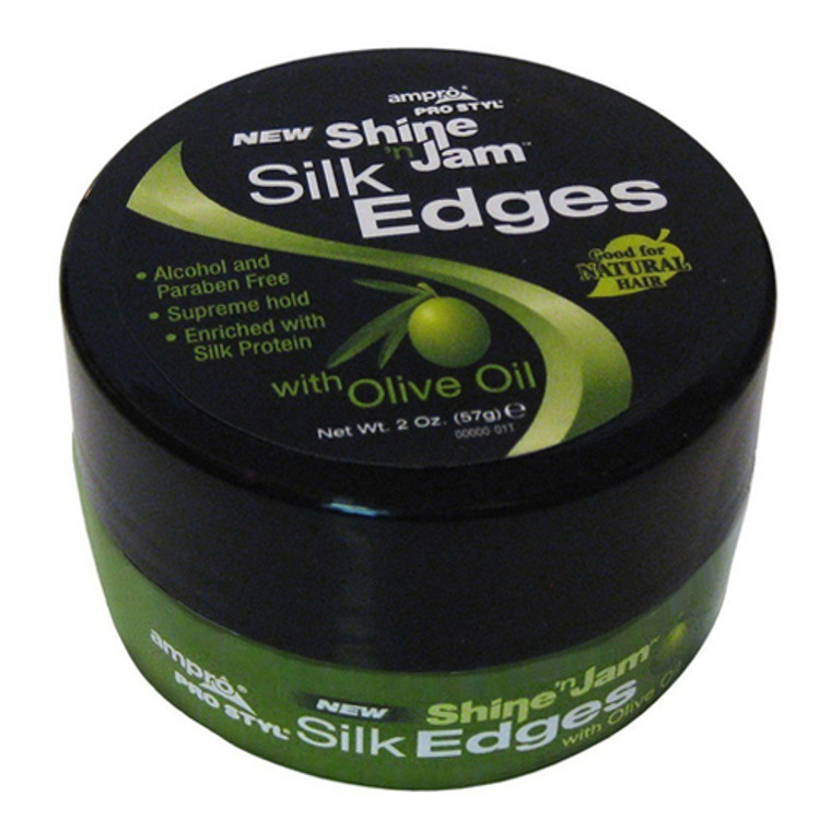 Ampro Shine N Jam Hair Conditioning Gel With Olive Oil, Silk Edges, 2 Oz