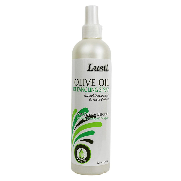 Lusti Olive Oil Anti Frizz Detangling Spray for Smooth and Tangle Free Hair 12Oz (355ml)