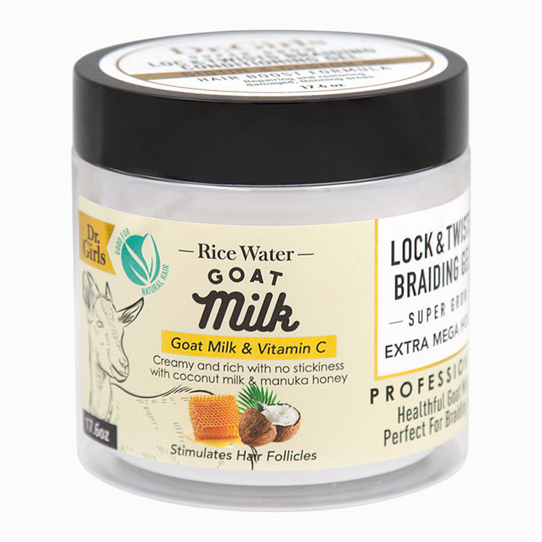 Dr Girls Braid Gel Goat Milk and Vitamin C Strong Hold for Braids and Twists Providing Nourish Strengthen and Healthier Looking Hair 17.6Oz (500g)