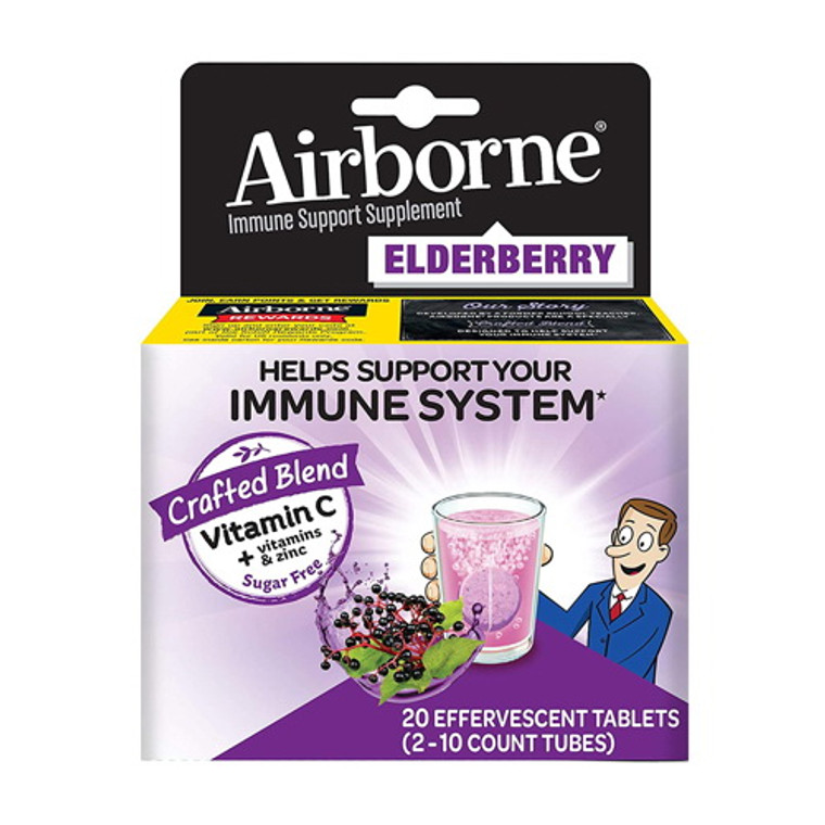 Airborne Effervescent immune support supplement Tablets, Elderberry, 20 Ea