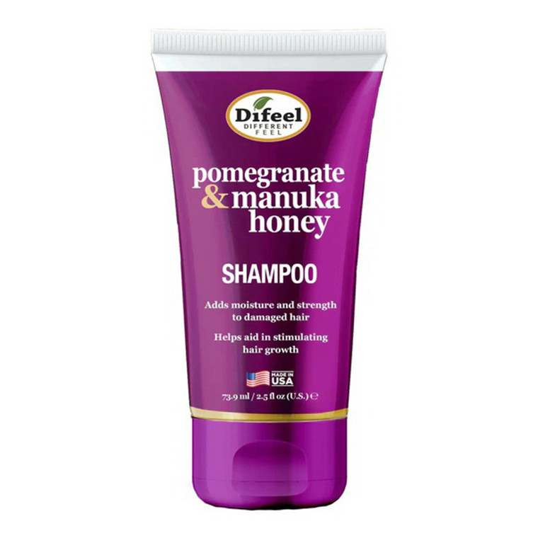 Difeel Pomegranate and Manuka Honey Sulfate Free Hair Shampoo Travel Size Cleansing Strengthening 2.5Oz (73.9ml)