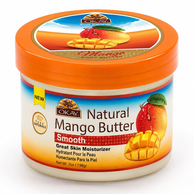 Okay Pure Naturals Mango Body Butter for Deep Moisturizing and Softening Dry Skin 7Oz (198g)