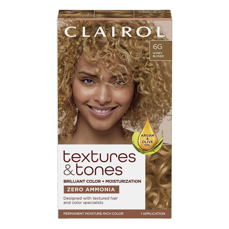 Clairol Textures and Tones Hair Color 6G Honey Blonde Moisturizing Mask Detangle and Strengthening Hair 1Ea