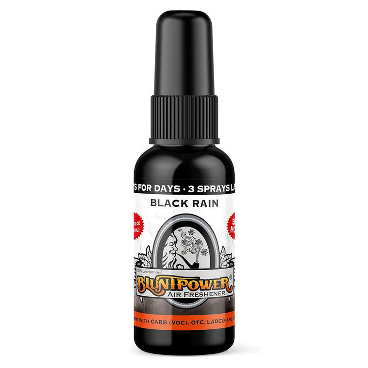 BluntPower Black Rain Premium Oil Based Air Freshener Bottle Bold Long-Lasting 1.5Oz (44ml)