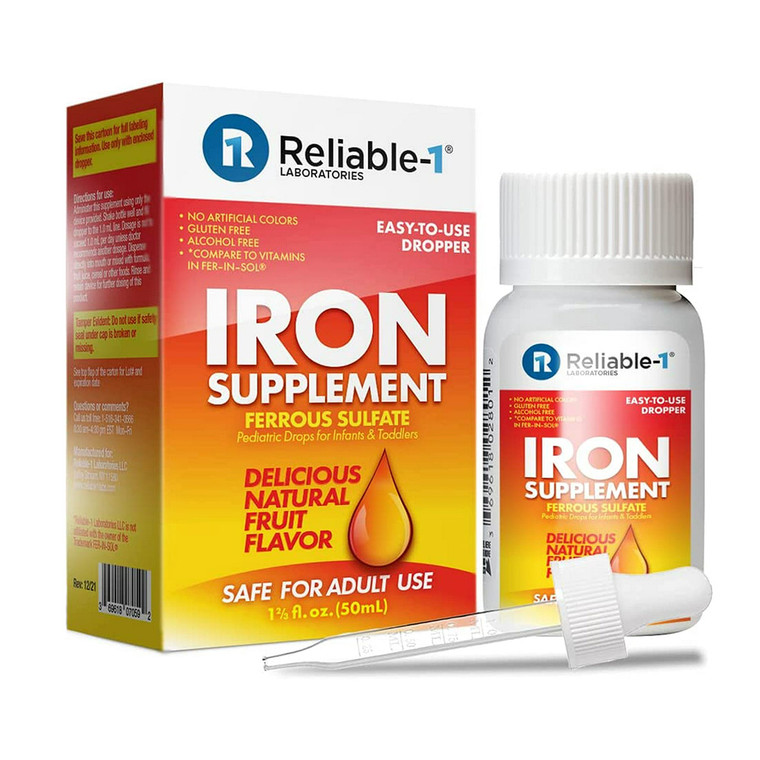 Reliable-1 Iron Supplement Ferrous Sulfate Natural Fruit Flavor Drops 1Ea (50ml)