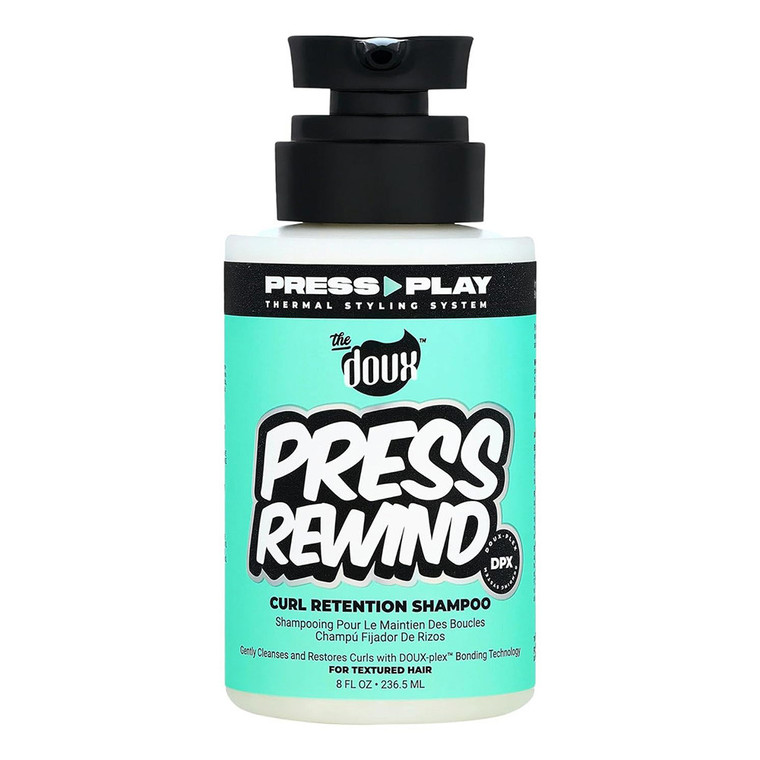 The Doux Press Rewind Curl Retention Shampoo Gently Cleanses Detangles and Smooths Leaving Hair Soft and Silky Frizz Free Heat 8Oz (236.5ml)