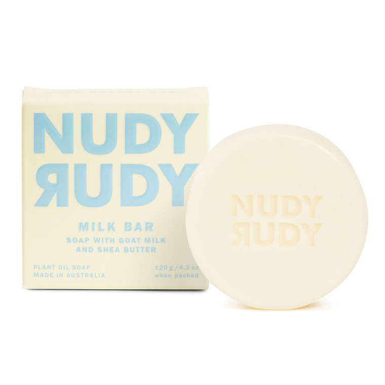 Nudy Rudy Milk Bar Plant Oil Soap with Goat Milk and Shea Butter 4.2Oz (120g)