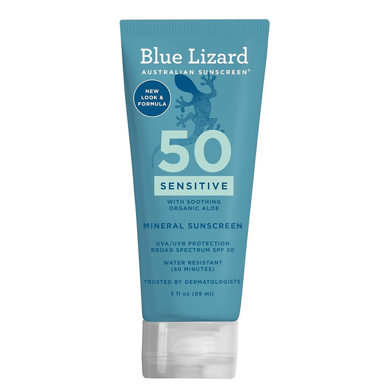 Blue Lizard Sensitive Mineral Sunscreen SPF 50 with Soothing Organic Aloe 3Oz (89ml)