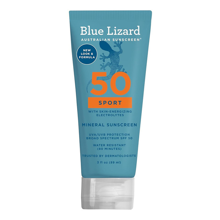 Blue Lizard Sport Mineral Sunscreen SPF 50 with Skin Energizing Electrolytes Fragrance Free 3Oz (89ml)