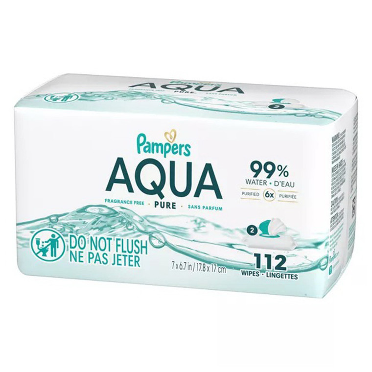Pampers Aqua Pure Sensitive Baby Wipes Lingettes Fragrance Free 112Ea, Pack of 4
