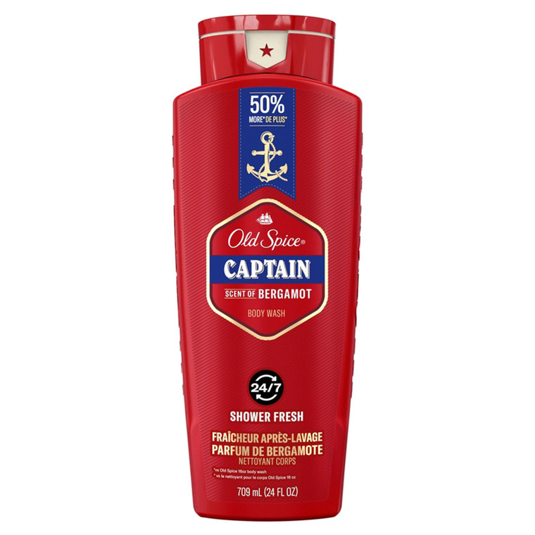 Old Spice Captain Scent of Bergamot Shower Fresh Body Wash for Men 24Oz (709ml)