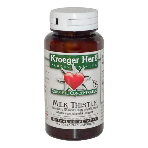 Kroeger Herbs Complete Concentrates Milk Thistle 80% Vegetarian Capsules, 90 Ea