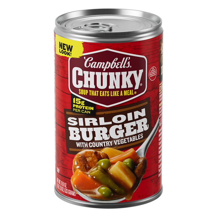 Campbells Chunky Sirloin Burger with Country Vegetables Soup for Protein Rich Meals 18.8Oz (533g)