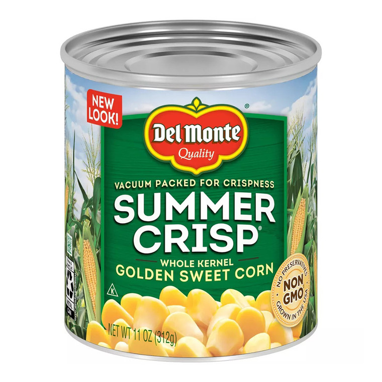 Del Monte Summer Crisp Whole Kernel Golden Sweet Corn for Fresh Tasting Side Dishes 11Oz (312g)