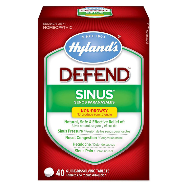 Hylands Defend Sinus Tablets for Relief of Sinus Pressure Nasal Congestion and Headache 40Ea