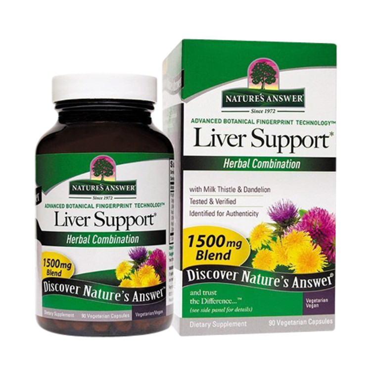 Natures Answer Liver Support Herbal Combination With Milk Thistle and Dandelion Vegetarian Supplement Capsules, 90 Ea