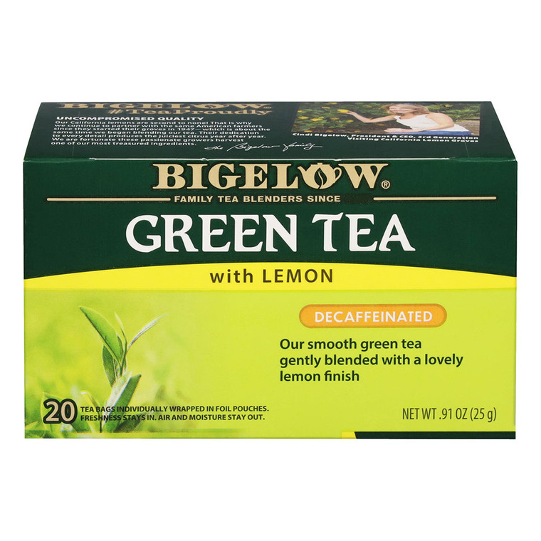 Bigelow Green Tea with Lemon Decaffeinated Healthy Antioxidants Tea Bags 0.91Oz (25g) 20Ea