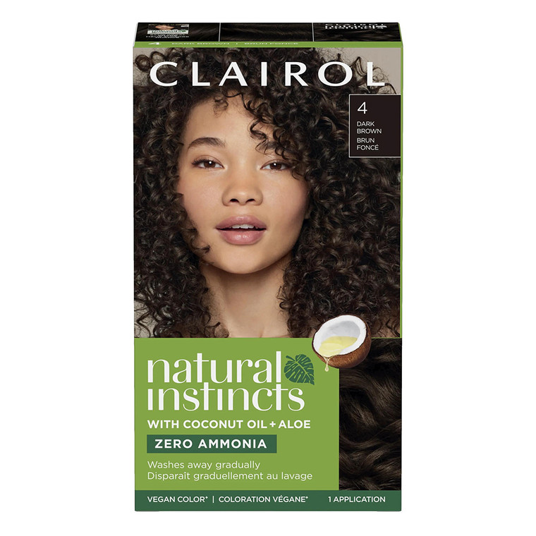 Clairol Natural Root Touch Up Hair Color 4 Dark Brown Ammonia Free Kit 1Ea