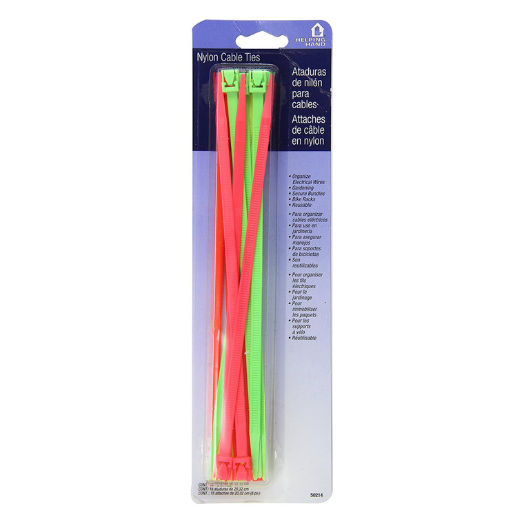 Helping Hand 8 Inch Quick Release Cable Ties for Organizing Bundling and Securing Cables and Wires 15Ea