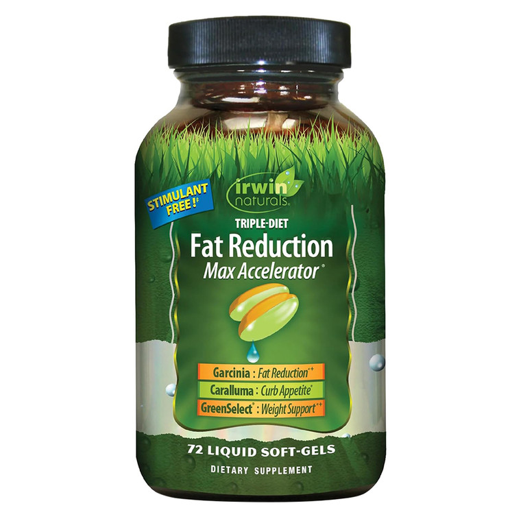 Irwin Naturals Triple Diet Fat Reduction Max Accelerator Support Weight Management Liquid Softgels 72Ea