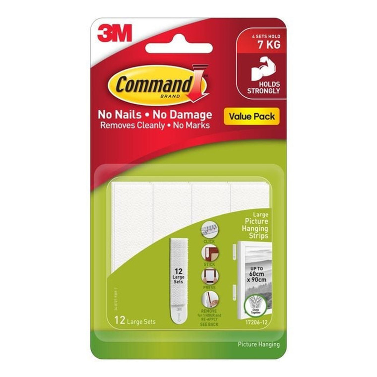 3M Command Large Picture Hanging Strips White 12 Large Sets 1 Ea
