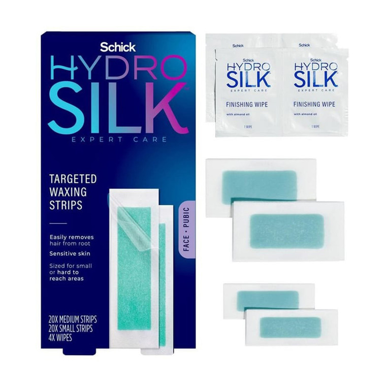 Schick Hydro Silk Targeted Waxing Strips Kit Easily Removes Hair from Root 40 Ea