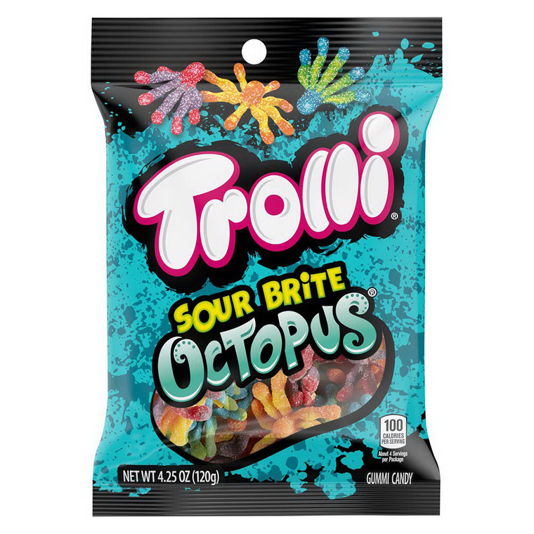 Trolli Sour Brite Octopus Gummy Candy Worms 4.25Oz (120g)