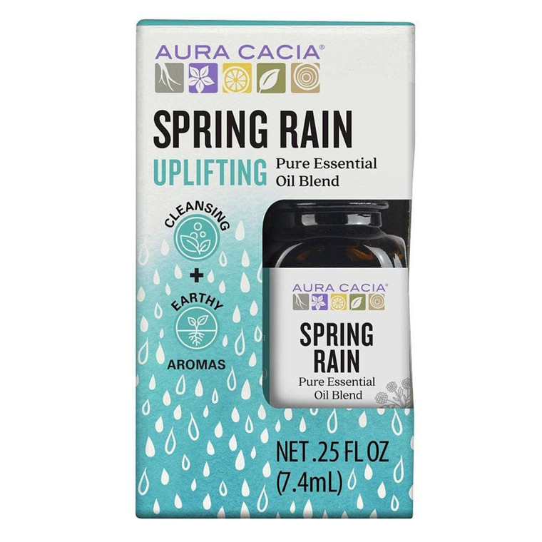 Aura Cacia Spring Rain Uplifting Pure Essential Oil Blend Light Aroma No Synthetic Formula 0.25Oz (7.4ml)