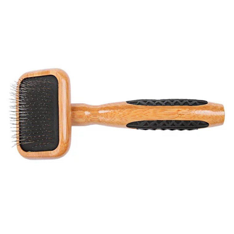 Bass Brushes De matting Small Slicker Style Alloy Soft Pin Bamboo Handle Brush for Pet 1Ea