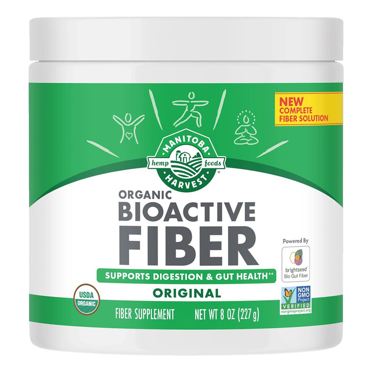Manitoba Harvest Organic BioActive Fiber Supplement Original for Digestion and Gut Health Support 8Oz (227g)