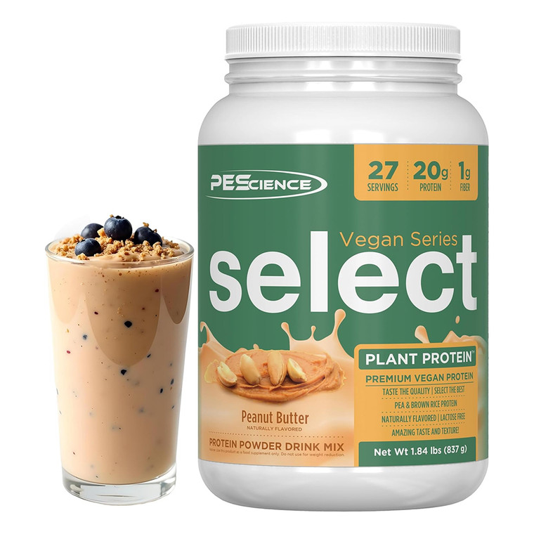 PEScience Select Vegan Plant Based Protein Powder Drink Mix Peanut Butter Flavor 1.84Lb (837g)