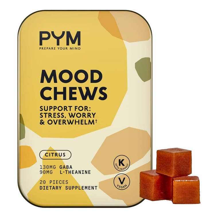 PYM Citrus Mood Chews for Stress Worry and Overwhelm Support 20Ea