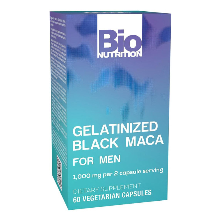 Bio Nutrition Gelatinized Black Maca 1000mg Support Energy Stamina and Strength Vegetarian Capsules 60Ea