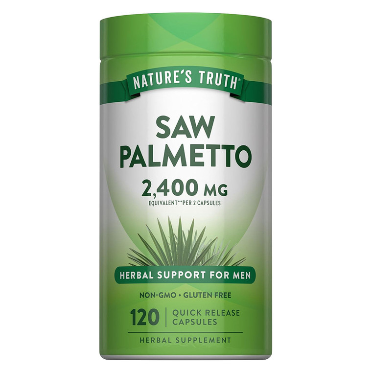 Natures Truth Saw Palmetto 2400mg Herbal Supplement Capsules for Men Support Prostate Health 120Ea