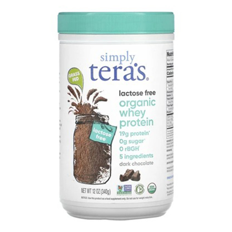 Simply Teras Organic Lactose Free Whey Protein Chocolate for Nutrition Support 12Oz (340g)