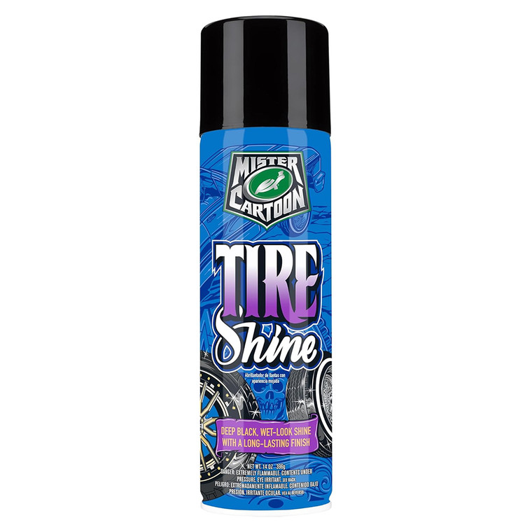 Turtle Wax Mister Cartoon Tire Shine Water Resistant Formula UV Protection Deep Black Wet Look Shine with A Long Lasting Finish 14Oz (396g)