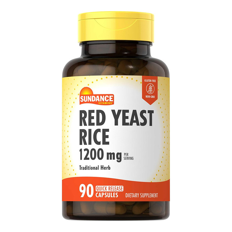 Sundance Vitamins Red Yeast Rice Capsules 1200mg Traditional Herb Supplement Non GMO and Gluten Free 90Ea