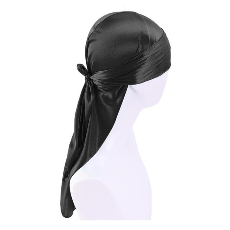 Titan Satin DuRag Smooth Satin Black Fabric Helps Create Waves and Hold Hair 1Ea