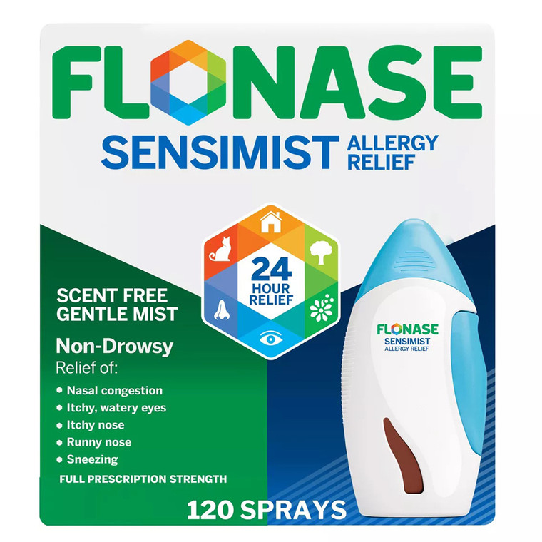 Flonase Sensimist Allergy Relief Nasal Spray for Non Drowsy 120 Metered Sprays 0.31Oz (9.1ml)