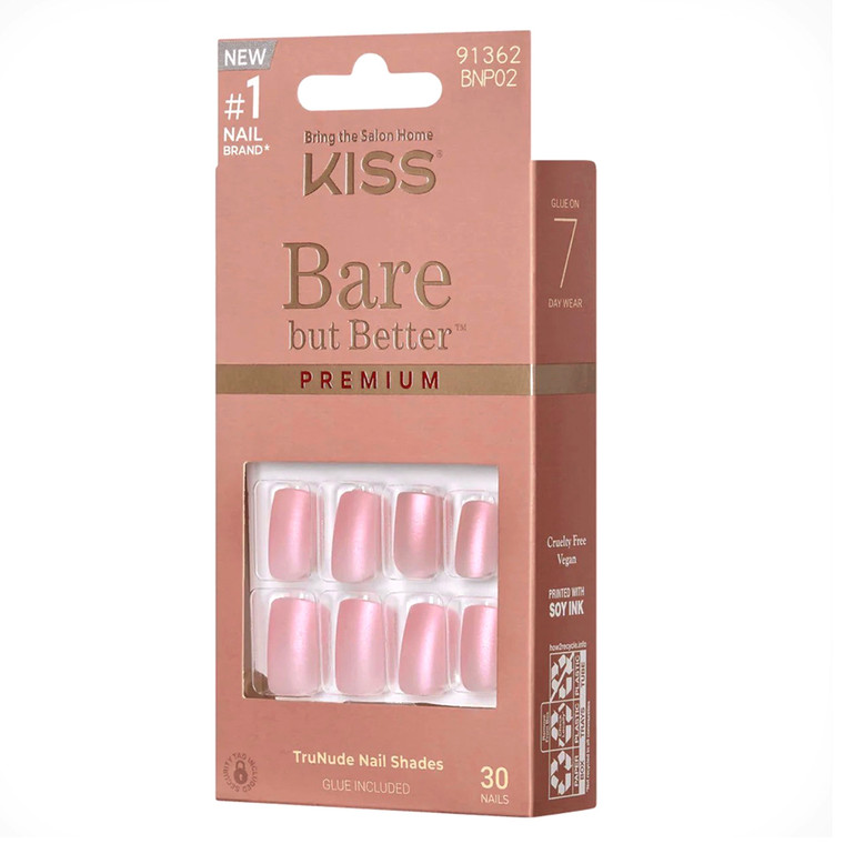 Kiss Bare But Better Premium Nails Spicy Glue Included 30Ea