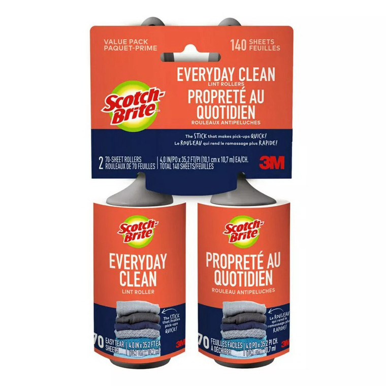 Scotch Lint Roller Value Pack Pet Hair Remover Sticky Roller 70Ea, Pack of 2