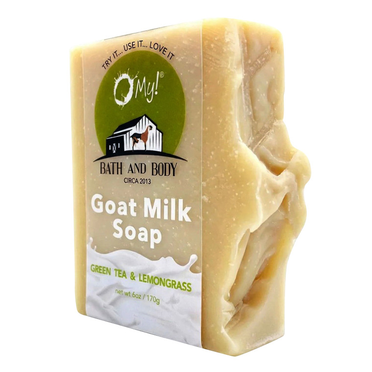 O My Goat Milk Soap Bar Green Tea and Lemongrass for Gentle Cleansing and Refreshing Skin 6Oz (170g)