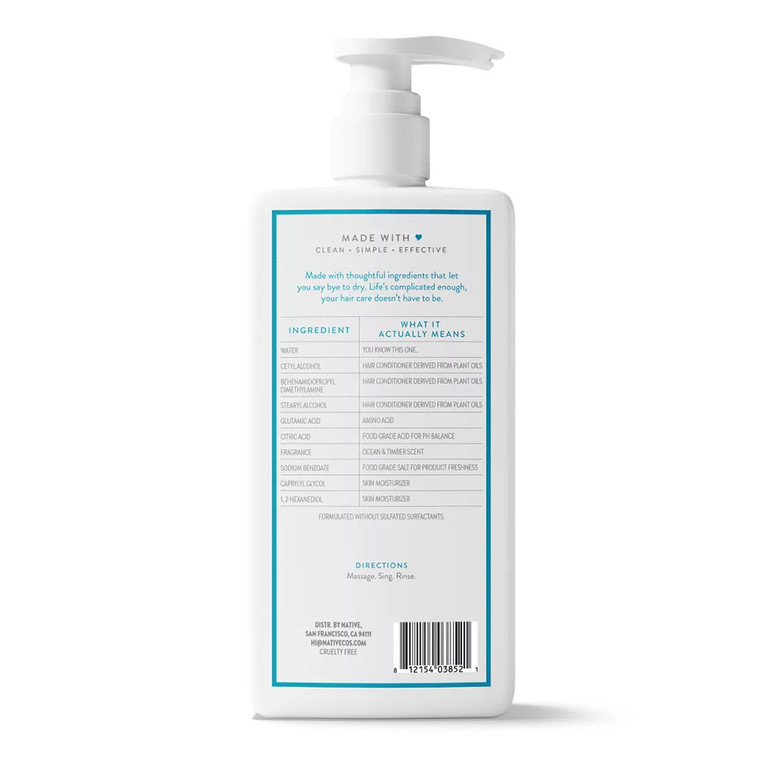 Native Hair Care Moisturizing Conditioner Ocean and Timber Pump Sulfate and Paraben Free 16.5Oz (487ml)